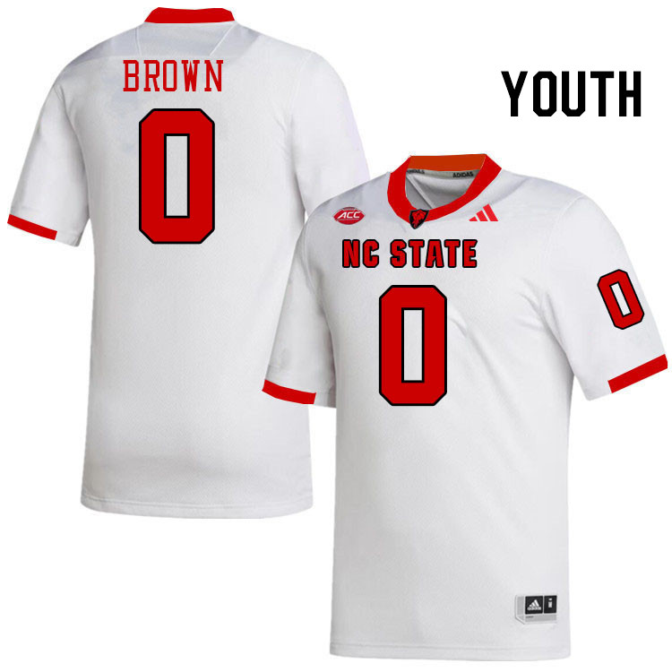 Youth #0 Sean Brown NC State Wolfpack College Football Jerseys Stitched-White